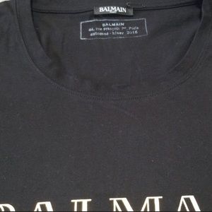 Balmain black T shirt with gold lettering